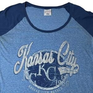 Majestic Kansas City Royals Henley Shirt Women's Medium White 3/4 Sleeve MLB‎